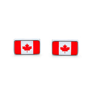 Canadian Flag Red Maple Leaf Flag Red White Shirt Cufflinks Steel