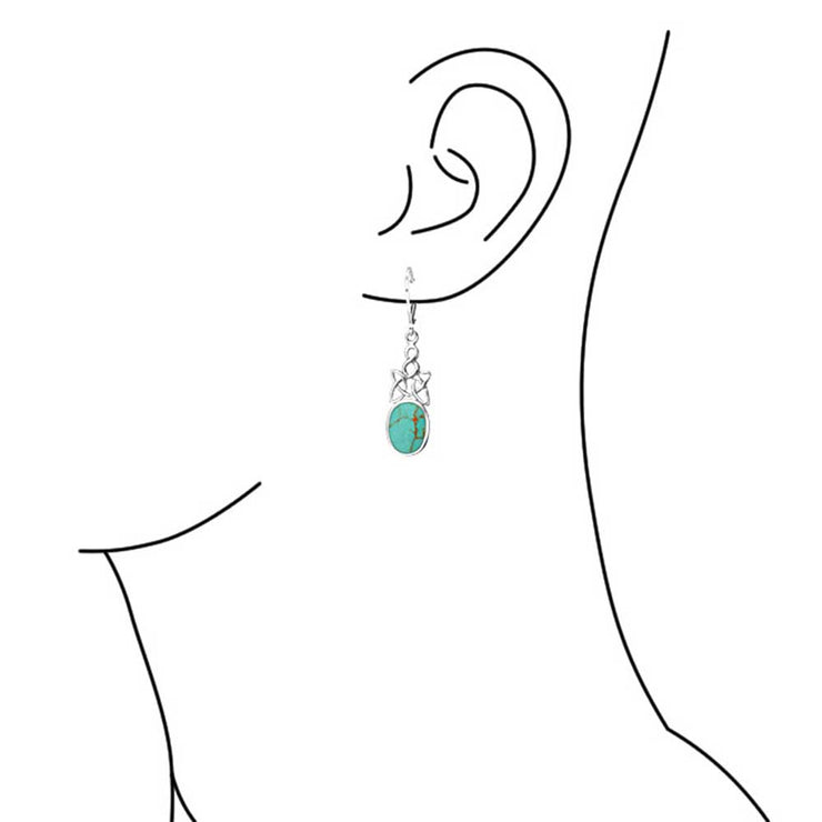Celtic Love Knot Bezel Turquoise Dangle Western Earrings .925 Silver