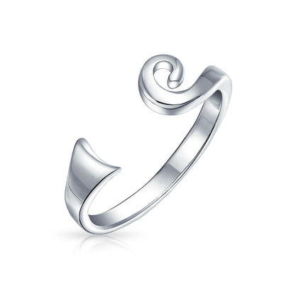 Open Spiral Celtic Swirl Midi Ring Oxidized Sterling Silver Filigree