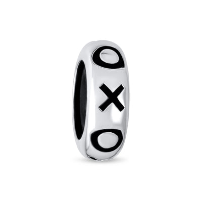 Valentine XO Clasp Spacer Charm Bead Black Rubber Oxidized Silver for Bracelets