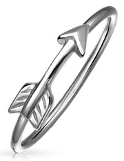 .925 Sterling Silver Midi Knuckle Thin 1MM Band Cupids Love Arrow Ring