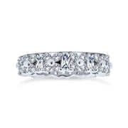 AAA CZ Round & Baguette Flower Eternity Wedding Band Ring .925 Silver