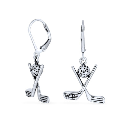 Golf Clubs Dangle Gemstone Earrings Sterling Silver for Female Golfers Gifts