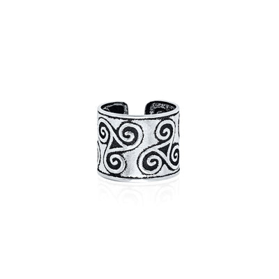 Unisex Boho Celtic Triskele Ear Cuff Cartilage Earring Non-Pierced Sterling Silver