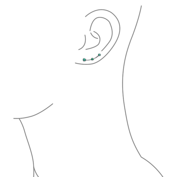Geometric Turquoise Ear Pin Western Earrings Crawlers Sterling Silver