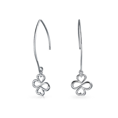 Ayllu Amulet Dangle Earrings Sterling Silver Infinity Clover Threader Design