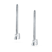 Set of 2 Music Note Celestial Star Long Chain Threader Dangle Earrings Silver