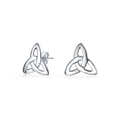 Small Celtic Irish Love Knot Trinity Symbol Stud Earrings in Sterling Silver 7MM