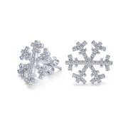 Christmas Winter Snowflake Micro Pave CZ Stud Earrings Sterling Silver