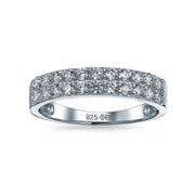 Cocktail Statement Ring: Micro Pave CZ Stackable Wedding Band in Sterling Silver