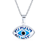 Evil Eye Blue Filigree Sterling Silver Pendant Charm Necklace