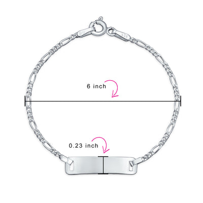 Thin Danity Identification ID Bracelet Figaro Name Plated Wrist For Women Sterling Silver