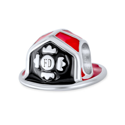 Firefighter Hat Charm Bead Sterling Silver for European Bracelet