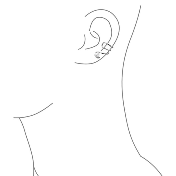Spiral Freshwater Pearl Cartilage Ear Helix Earring Sterling Silver