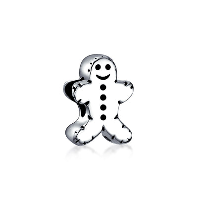 Christmas Charm Bead Gingerbread Man Cookie Shape Sterling Silver for Bracelets