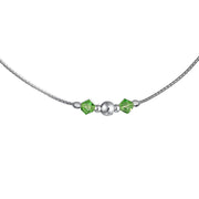 Lime Green Crystal Bead Anklet Ankle Bracelet Sterling Silver 9-10"