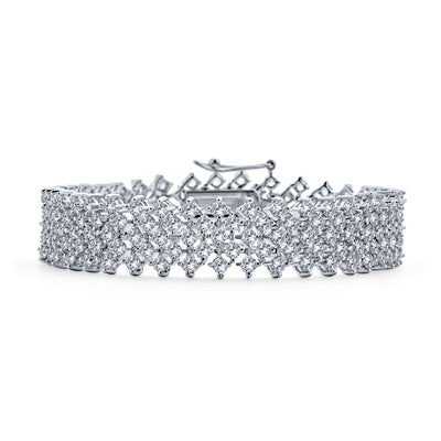 Elegant Art Deco Bridal Jewelry Wide Lace AAA CZ Tennis Bracelet For Wedding