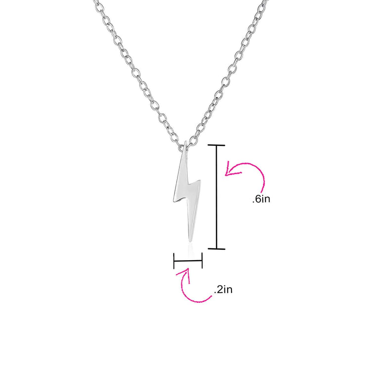 Minimalist Lightning Bolt Pendant Necklace & Stud Earring Set in Sterling Silver