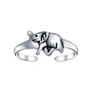 Set of 2 Elephant & Spiral Celtic Swirl Midi Toe Ring Oxidized Sterling Silver
