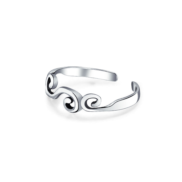 Set of 2 Elephant & Spiral Celtic Swirl Midi Toe Ring Oxidized Sterling Silver