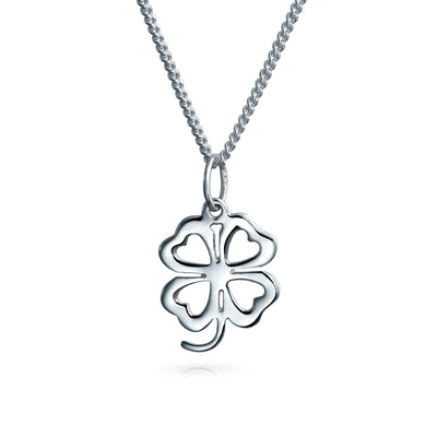 Leaf Clover Heart Flower Shamrock Pendant .925 Sterling Silver Necklace