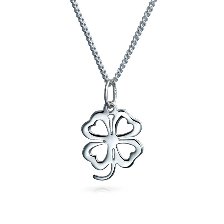 Leaf Clover Heart Flower Shamrock Pendant .925 Sterling Silver Necklace