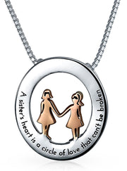 Best Friends Sorority Sisters Inspirational Quote Necklace .925 Silver