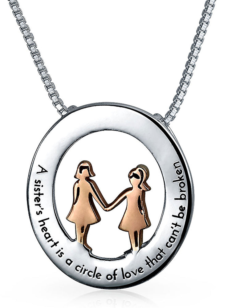 Best Friends Sorority Sisters Inspirational Quote Necklace .925 Silver