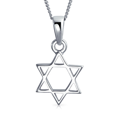 Classic Judaica Star of David Pendant Necklace in Sterling Silver for Teens