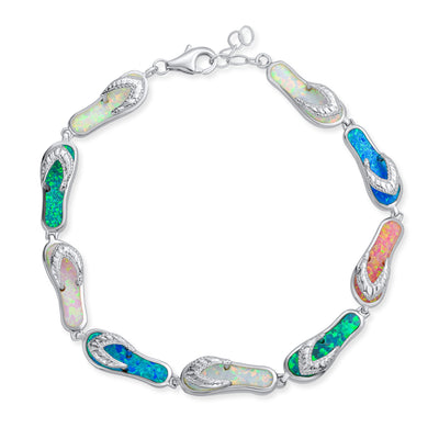 Tropical Vacation Flip Flop al Created Opal Bracelet Sterling Silver