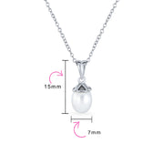 Romantic Hearts Cap White Freshwater Cultured Pearl Pendant Necklace
