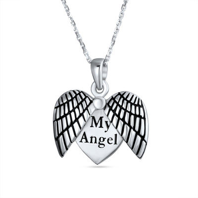 Saying MY ANGEL Heart Locket Necklace Pendant for Daughter in Sterling Silver