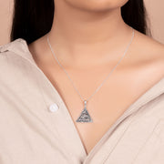 Unisex Masonic Talisman Pendant Necklace with Pyramid & Evil Eye in Sterling Silver