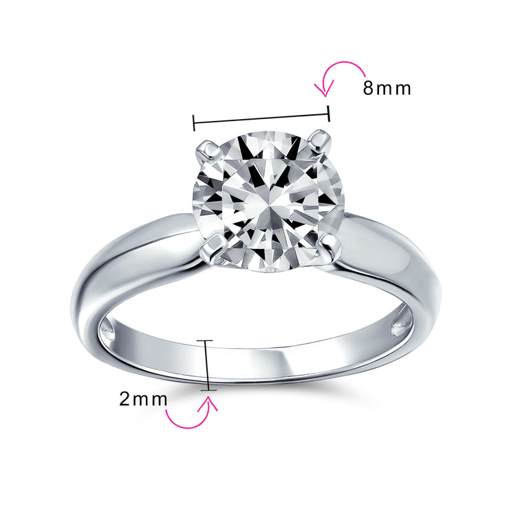 Timeless Promise 3CT CZ Round Solitaire Engagement Ring Thin Band Sterling Silver