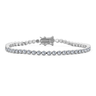 Holiday Party Bridal CZ Solitaire Tennis Bracelet Silver Plated 8 Inch