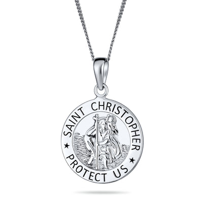 Saint Christopher Patron of Safe Travel Religious Medal .925 Silver