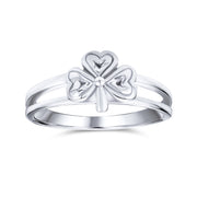 Lucky Celtic Irish Trinity Shamrock Clover Ring .925 Sterling Silver