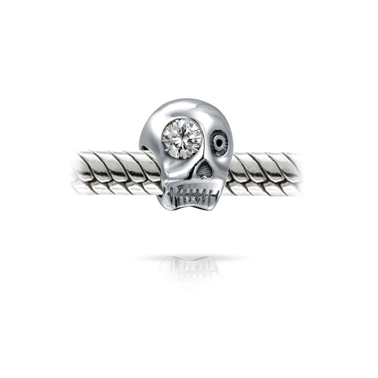 Set of 3 Halloween Skeleton Skull CZ Eye & Solid Black Crystal Spacer Charm Bead