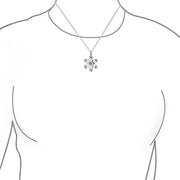 Snowflake Star Pendant Necklace Winter Blue Imitation Topaz Sterling