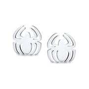 Set of 2 Black Widow Spider Ear Plug Illusion Stud Earrings Surgical Steel 16G