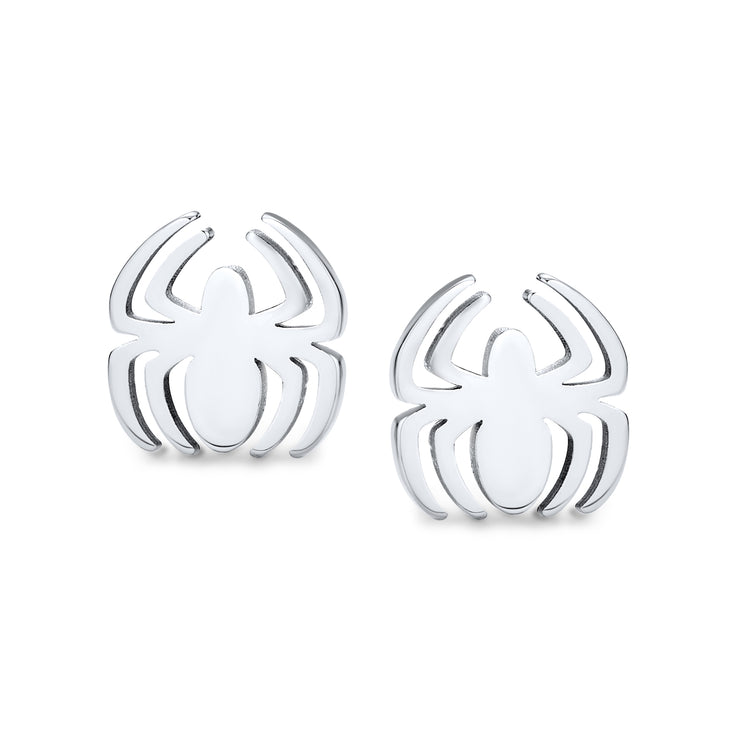Set of 2 Black Widow Spider Ear Plug Illusion Stud Earrings Surgical Steel 16G