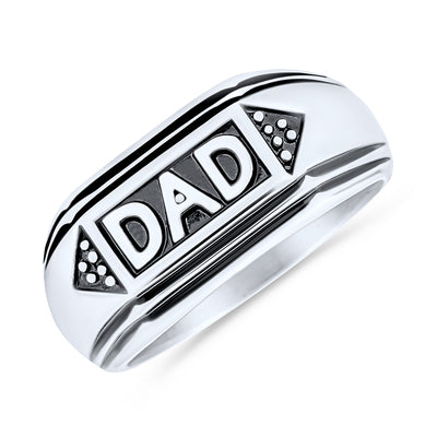 Mens DAD Word Band Signet Rings For Father Day Gift Stainless Steel