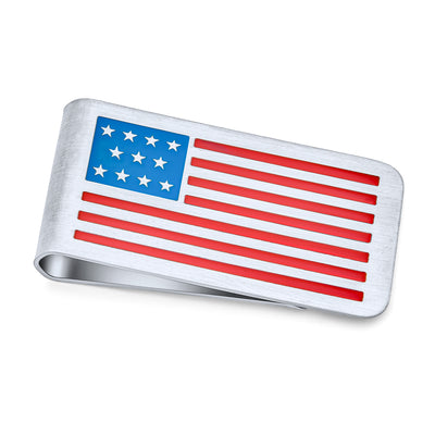 Patriotic USA Flag Money Clip for Men - Red White Blue Stars Stripes Design