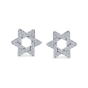 Hanukah Star Of David Religious Je CZ Stud Earrings Sterling Silver