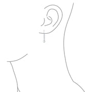 Set of 2 Music Note Celestial Star Long Chain Threader Dangle Earrings Silver