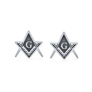 Set of 2 Freemasons Compass Symbol Shirt Cufflink Black Enamel Gold Plated