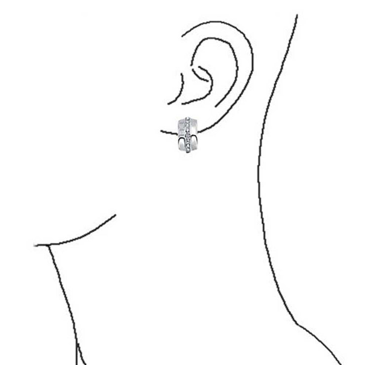 Single Row Crystal Wide Hoop Clip On Earrings Non Pierced Ears Plated
