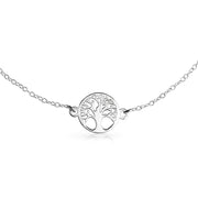 Round Celtic Family Tree of Life Anklet Ankle Bracelet Sterling Silver