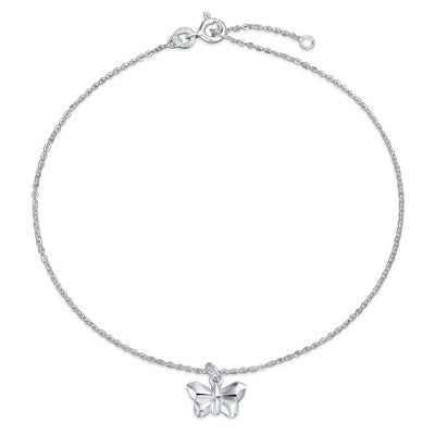 Origami Butterfly Anklet Dangle Charm Ankle Bracelet Sterling Silver