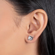 3D Geometric Origami Elephant Stud Earrings in Sterling Silver